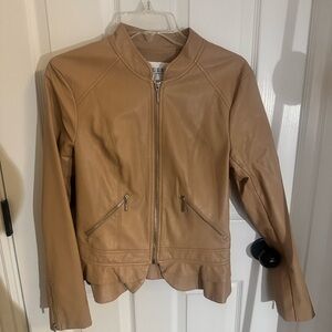 GUESS Tan Leather Jacket for Women